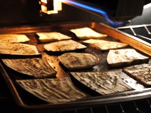 Broiling the Eggplant