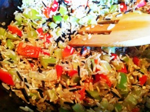 Sauteeing the Rice and Trinity