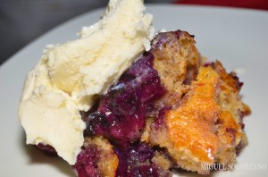 Blueberry-Peach Cobbler with Ice Cream